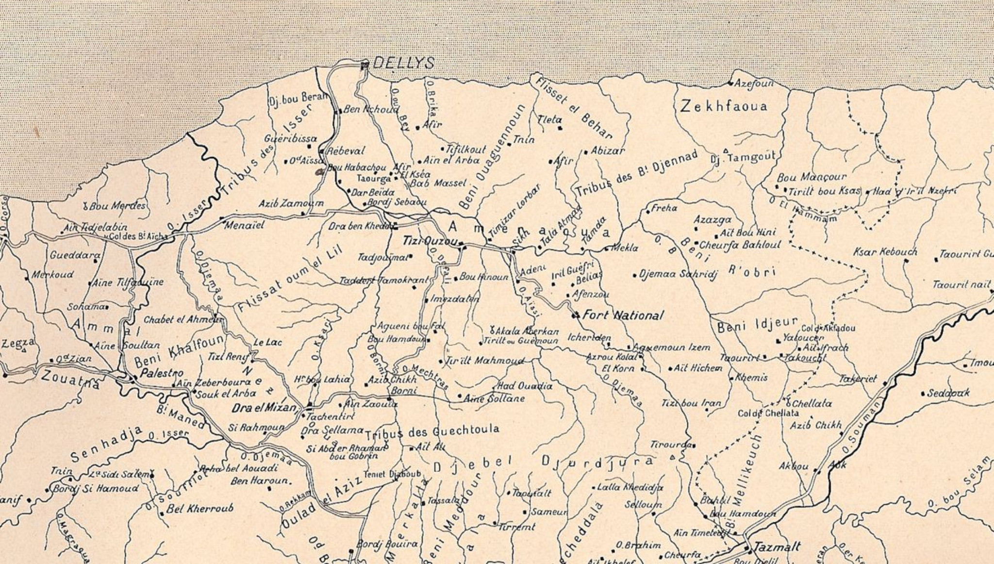 Carte de Kabylie en 1870